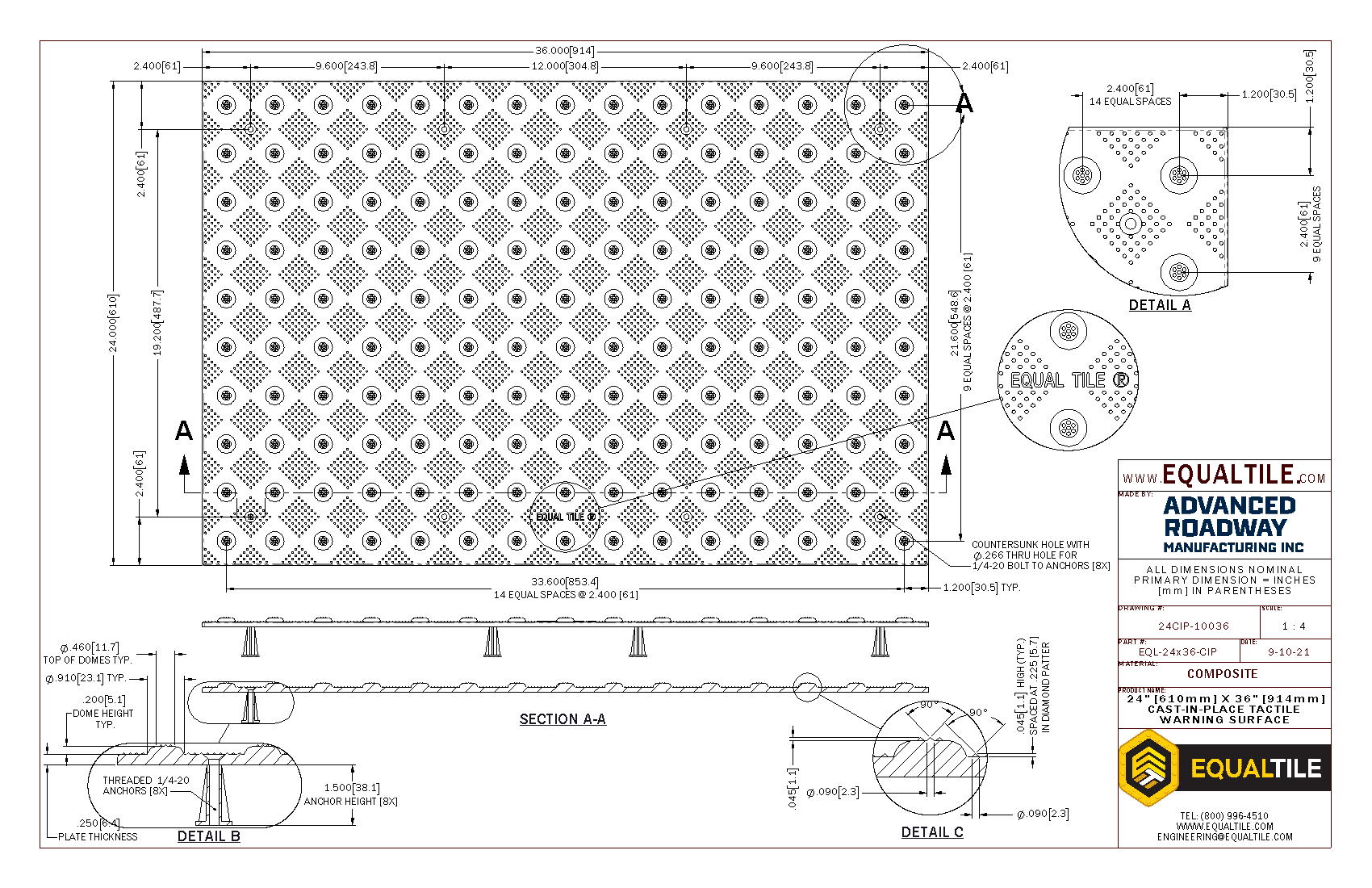 CIP Tactile Warning Surface 2X3