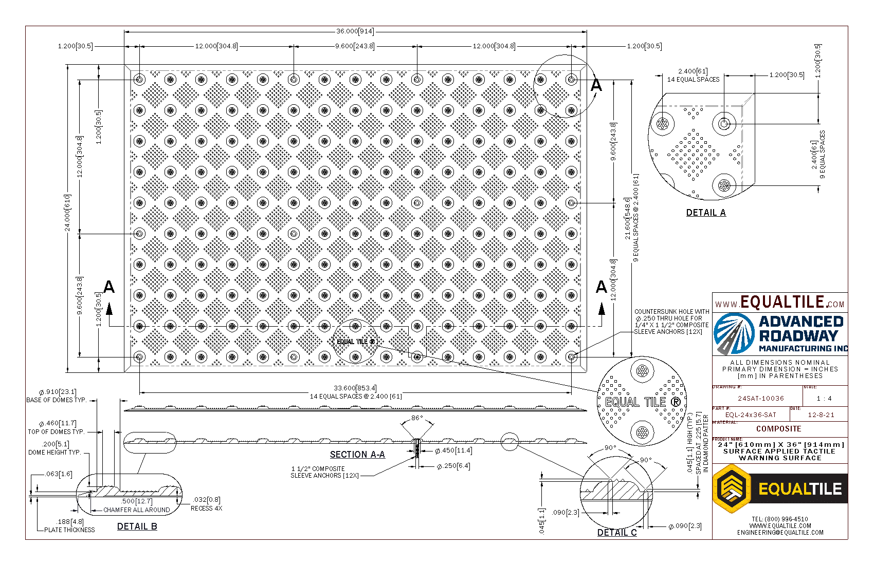 SAT Tactile Warning Surface 2X3