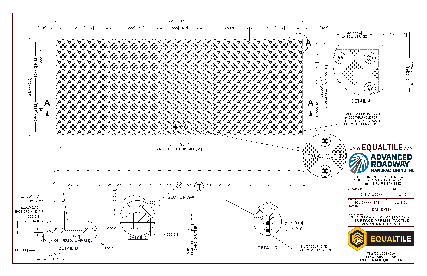 SAT Tactile Warning Surface 2X5