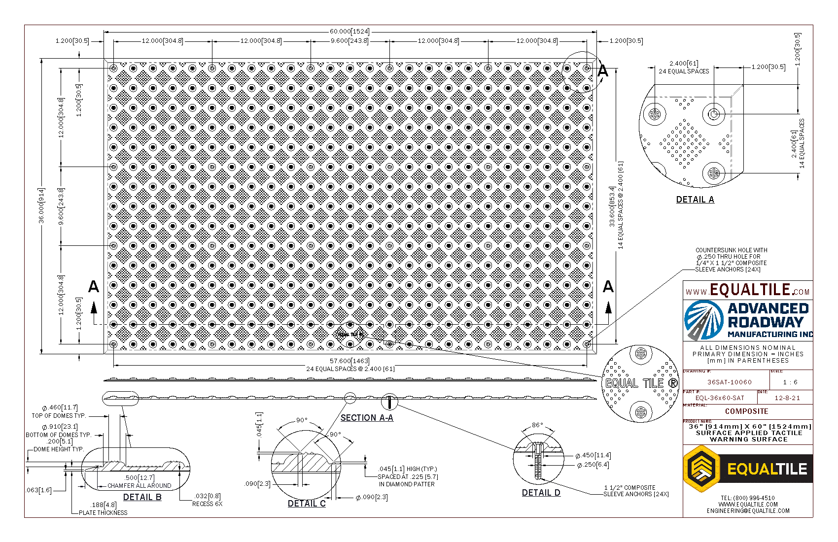 SAT Tactile Warning Surface 3X5