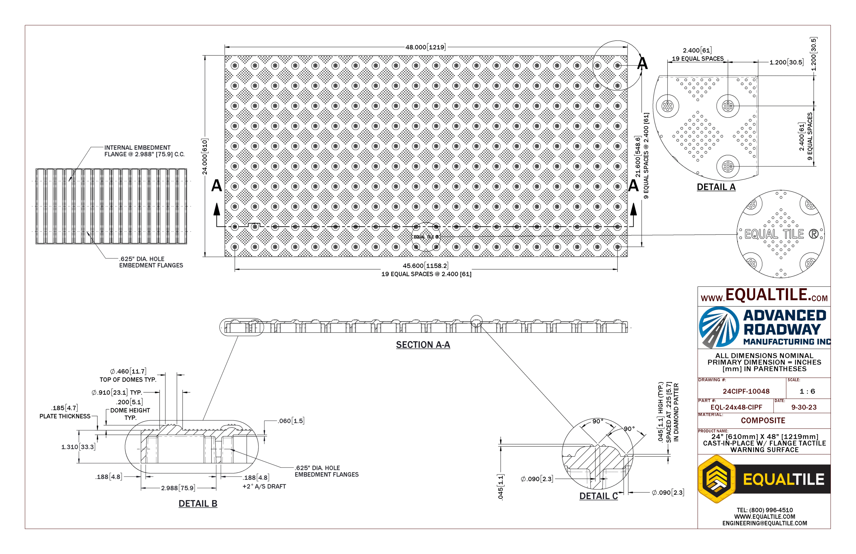 CIP FLANGED Tactile Warning Surface 2X4